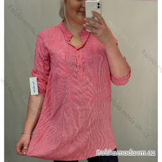 Košile krátký rukáv dámské nadrozměrné Viskoza (4XL/5XL ONE SIZE) ITALSKÁ MÓDA IM422393