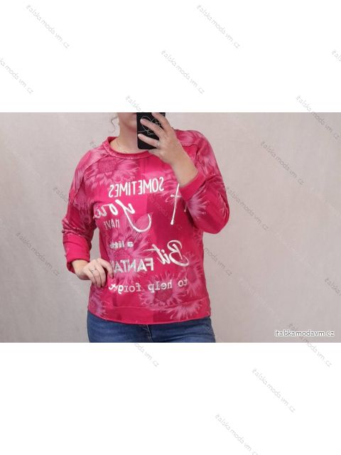 Tunika dlhý rukáv dámska nadrozmer (3XL/4XL ONE SIZE) TALIANSKA MóDA IM422182/DR 3XL / 4XL ružová