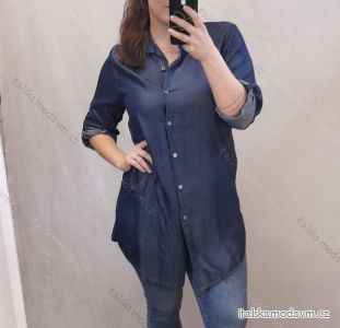 Košeľa riflová dlhý rukáv dámska nadrozmer (XL/2XL ONE SIZE) TALIANSKA MóDA IM722013