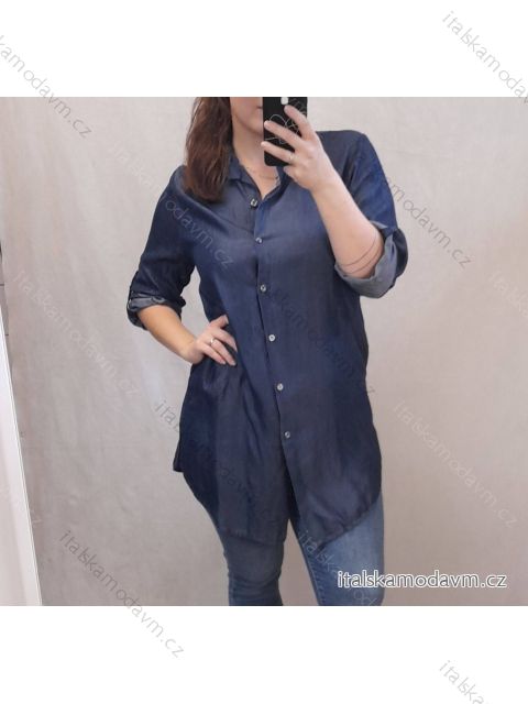 Košeľa riflová dlhý rukáv dámska nadrozmer (XL/2XL ONE SIZE) TALIANSKA MóDA IM722013