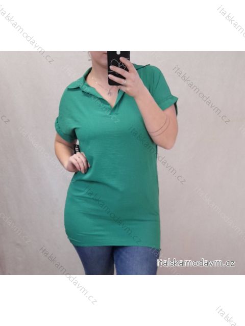 Tunika košeľová krátky rukáv dámska nadrozmer (XL/2XL ONE SIZE) TALIANSKA MÓDA IMJ22006