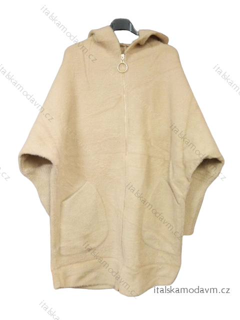 Kabát alpaka na zips dlhý rukáv dámsky (S/M ONE SIZE) POLSKÁ MÓDA IMWA217928 camel hnedá S/M