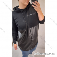 Mikina oversize balvněná dlhý rukáv s kapucňou dámska koženka (XL / 2XL ONE SIZE) TALIANSKÁ MÓDA IMW21047 / DR