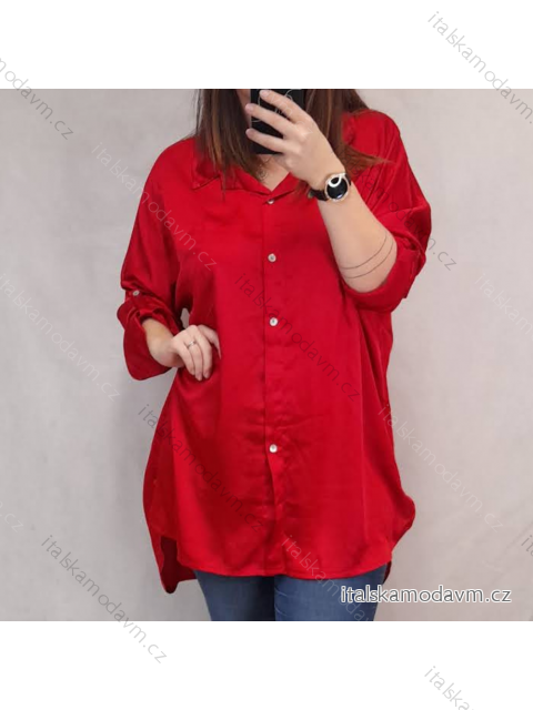 Košeľa oversize dlhý rukáv dámske (2XL/3XL ONE SIZE) TALIANSKA MÓDA IMWB22109 červená 2XL / 3XL ONE SIZE