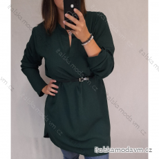 Šaty košeľové s opaskom dlhý rukáv dámske (2XL / 3XL ONE SIZE) TALIANSKÁ MÓDA IM321525 / DR