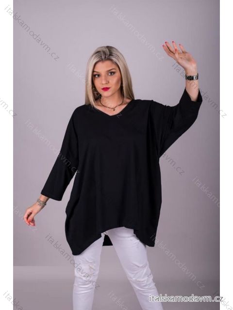 Tunika oversize dlhý rukáv dámska nadrozměr (2XL / 3XL ONE SIZE) TURECKÁ MÓDA IMLI21010 / DR 2XL / 3XL Čierna