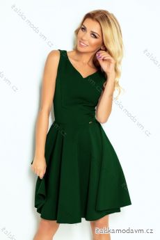 114-10 Flared dress - heart-shaped neckline - dark green
 NMC-114-10