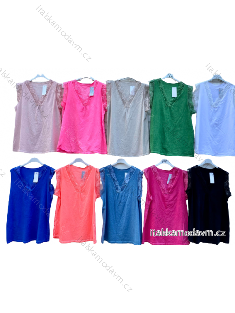 Tričko top bez rukávov s čipkou dámske (S/M ONE SIZE) SWEETISIMA TALIANSKA MóDA IMD22320