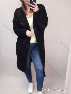 Cardigan pletený dlhý rukáv dámsky nadrozměr (2XL / 3XL ONE SIZE) TALIANSKÁ MÓDA IM821026