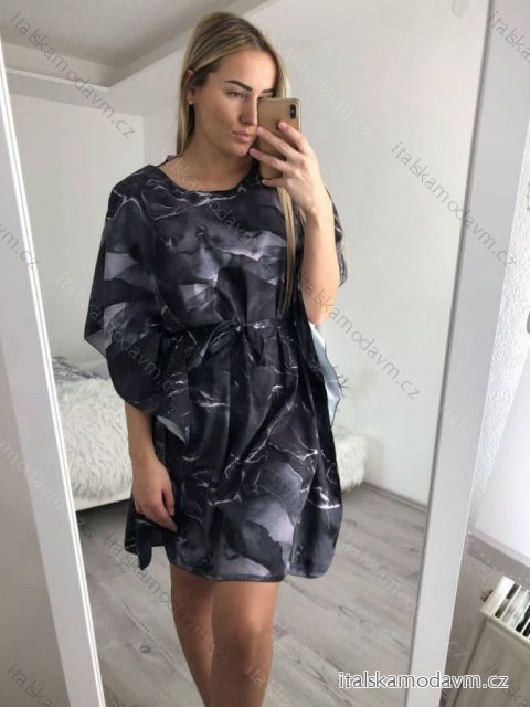 Šaty motýlikové krátky rukáv dámske (S/M ONE SIZE) TALIANSKA MÓDA imwe221179/DR S/M čierna