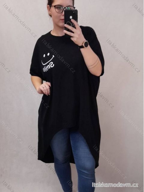 Šaty krátky rukáv dámske oversize (L / XL / 2XL ONE SIZE) TALIANSKÁ MÓDA IM421401 sv.modrá L / 2XL