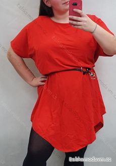 Šaty krátký rukáv oversize dámské nadrozměr s páskem (XL/2XL) ITALSKÁ MÓDA IM421443