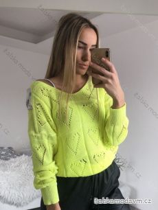 Sveter pletený tenký dlhý rukáv dámsky neon (S / M ONE SIZE) TALIANSKÁ MÓDA IM4211876