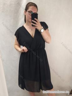 Šaty elegantný krátky rukáv dámske nadrozmer (XL/2XL ONE SIZE) TALIANSKA MÓDA IM422CLARIS