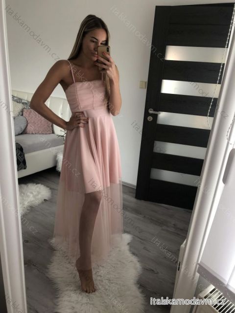 Šaty dlhé carmen tilové elegantné bez rukávov dámske (S/M ONE SIZE) TALIANSKA MÓDA IMM22Q52299