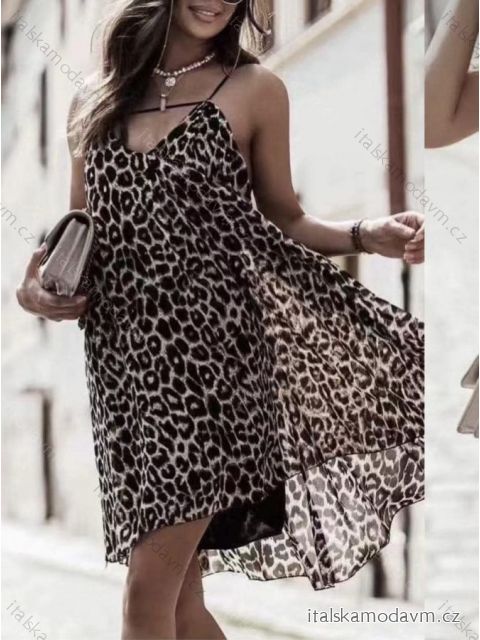 Šaty letné šifónové na ramienka dámske leopard (S/M ONE SIZE) TALIANSKA MóDA IMM22950