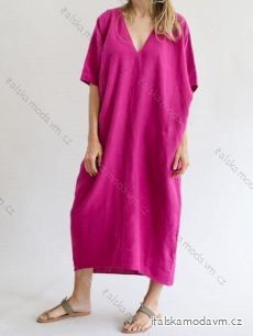 Šaty maxi letné oversize krátky rukáv dámske (S/M ONE SIZE) TALIANSKA MÓDA IMM2253539CREP