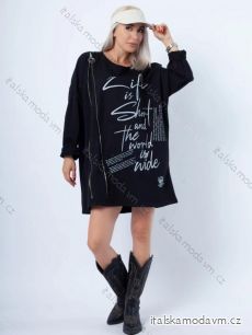 Tunika oversize šaty mikinové se zipem dlouhý rukáv dámské (S/M/L/XL ONE SIZE) ITALSKÁ MÓDA IMD22636