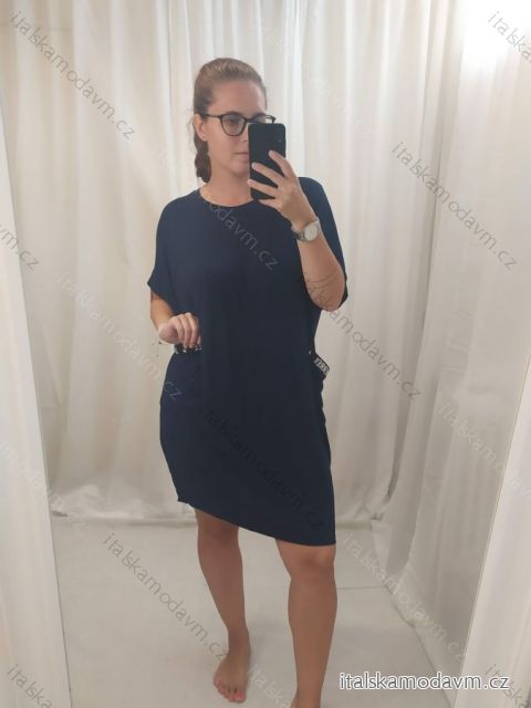 šaty oversize krátky rukáv dámska ( XXL/5XL ONE SIZE) TALIANSKÁ MÓDA IM4211207/DR 2XL-5XL nočné Modrá