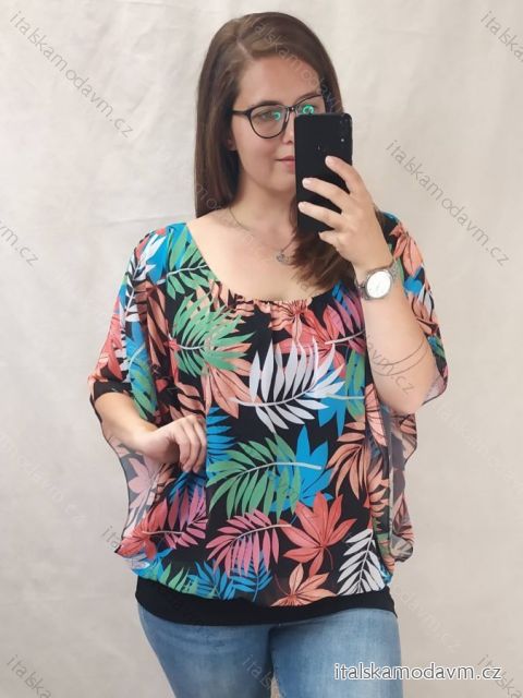 Tunika oversize krátky rukáv dámska nadrozmer (2XL/3XL ONE SIZE) TALIANSKA MóDA IM422LIST