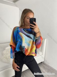 Sveter oversize dlouhý rukáv tenký s potlačou dámsky (M/L ONE SIZE) TALIANSKA MóDA IMB22ABSTRA