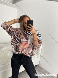 Sveter oversize dlouhý rukáv tenký s potlačou dámsky (M/L ONE SIZE) TALIANSKA MóDA IMB22RENA