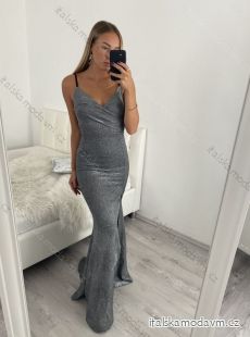 Šaty elegantné spoločenské dlhé na ramienka dámske (S/M ONE SIZE) TALIANSKA MóDA IMM22LS16104