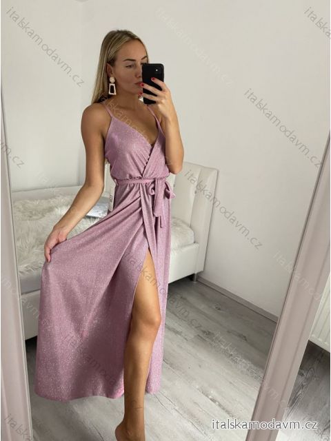 Šaty elegantné spoločenské dlhé na ramienka dámske (S/M ONE SIZE) TALIANSKA MóDA IMM22LS38095