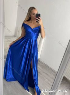 Šaty carmen dlouhé na ramínka elegantní saténové dámské (S/M ONE SIZE) ITALSKÁ MÓDA IMPBB22B22735