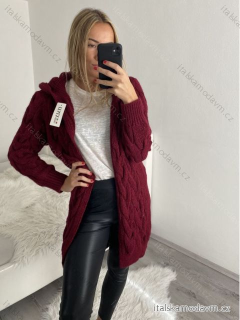 Cardigan pletený dlhý rukáv dámsky (S/M/L ONE SIZE) TALIANSKA MÓDA IM4221044