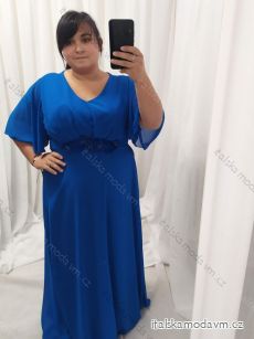 Dlouhé šaty plesové elegantné spoločenské krátky rukáv dámske nadrozmer (XL/2XL ONE SIZE) TALIANSKA MÓDA IMM228995HO