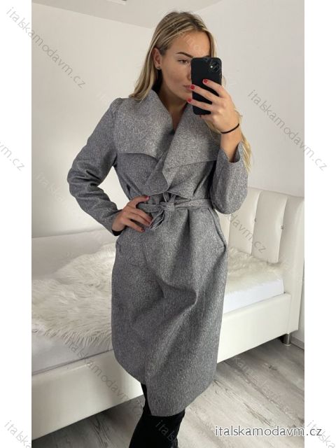 Kabát flaušový dlouhý dámský (S/M/L ONE SIZE) ITALSKÁ MÓDA IMM22SL5079A