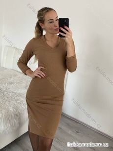 Šaty elegantný dlhý rukáv dámske (S/M ONE SIZE) TALIANSKA MÓDA IMWB22320/DR