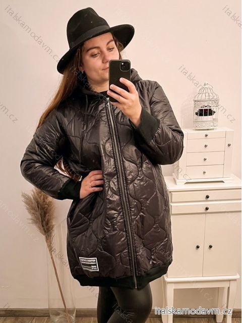 Bunda oversize s kapucňou dámska nadrozmer (XL/2XL ONE SIZE) TALIANSKA MÓDA IM422APOL/DR XL/2XL čierna