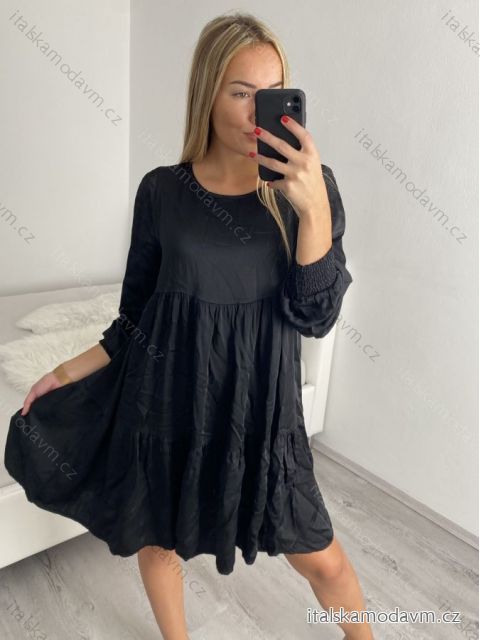 Šaty dlhý rukáv dámske (S/M ONE SIZE) TALIANSKA MÓDA IMPBR22A3791-R9/DR čierna S/M