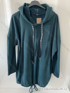 Šaty mikinové s kapucí dlhý rukáv dámske nadrozmer (XL/2XL/3XL ONE SIZE) TALIANSKA MóDA IM422MONETE