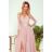 309-4 AMBER elegant lace long dress with a neckline - dirty pink