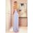 317-2 One shoulder long dress - light heather