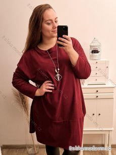 Šaty flaušové dlhý rukáv dámske nadrozmer (2XL/3XL/4XL ONE SIZE) TALIANSKA MóDA IM422JANOV