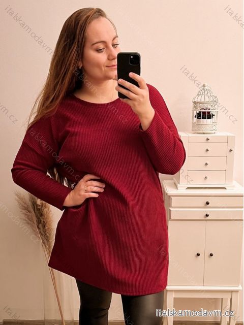 Šaty teplé dlhý rukáv dámske nadrozmer (3XL/4XL ONE SIZE) TALIANSKA MóDA IM422NEAPOL/DR 3XL / 4XL vínová