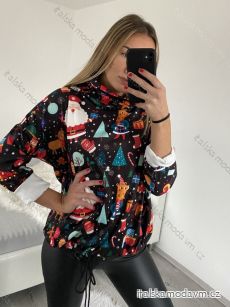 Tunika Vianočná zamatová teplá s rolákom dlhý rukáv dámska nadrozmer (XL/2XL ONE SIZE) TALIANSKA MóDA IM422582