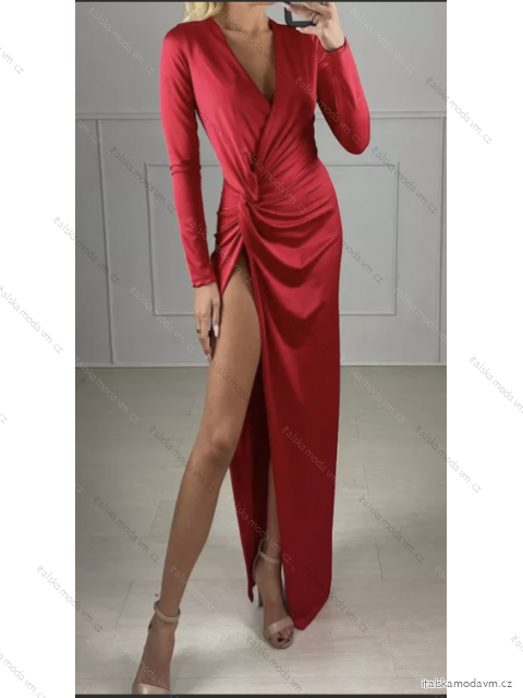 Šaty elegantný dlhý rukáv dámske (S/M ONE SIZE) TALIANSKA MÓDA IMPBB22B23160