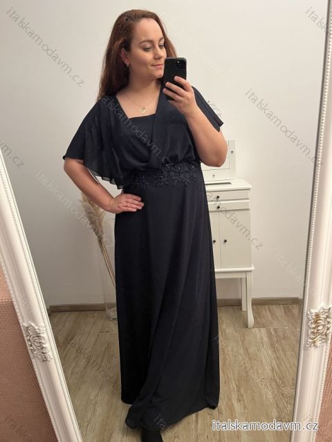 Šaty spoločenské elegantné krátky rukáv dámske nadrozmer (XL/2XL ONE SIZE) TALIANSKA MÓDA IMPSH22L723