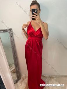 Šaty dlhé elegantné plesové na ramienka dámske (S/M ONE SIZE) TALIANSKA MÓDA IMWE226472/DU