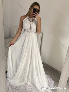 Šaty elegantné svadobné spoločenské dlhé na ramienka dámske (S/M ONE SIZE) TALIANSKA MóDA IMM2268806/DU