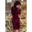 170-10 Lace dress with long sleeves and a neckline - dark plum