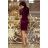 170-10 Lace dress with long sleeves and a neckline - dark plum