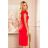 318-1 Midi dress with a nice neckline - red