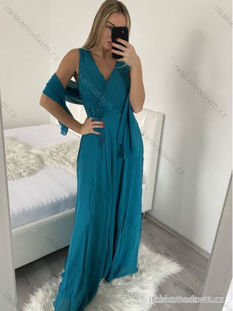 Šaty spoločenské elegantné plesové dlhé na ramienka dámske (L/XL ONE SIZE) TALIANSKA MÓDA IMM231878hk