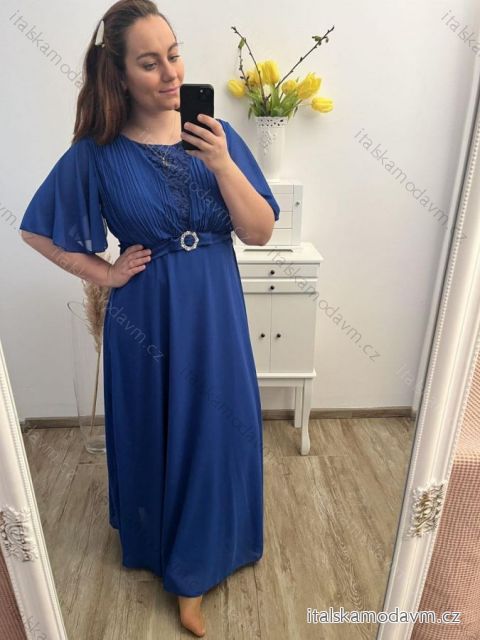 Šaty dlhé spoločenské elegantné letné bez rukávu dámske nadrozmer (XL/2XL ONE SIZE) TALIANSKA MÓDA IMPSH22BIANCA